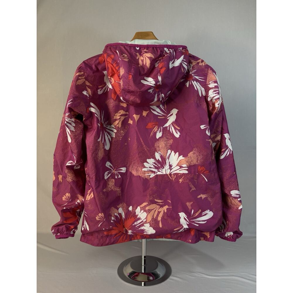 Columbia Girls Purple Floral Hooded Windbreaker Jacket Full Zip Size L 14/16 - Picture 5 of 13